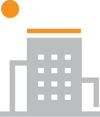 Apartment building with solar panel icon