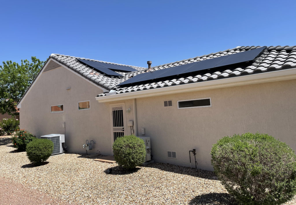 Rooftop Solar system in Sun City West, Arizona consisting of 18 Solaria 360-watt black panels 