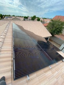 Rooftop Solar installation photo taken by installer from above in Surprise, AZ