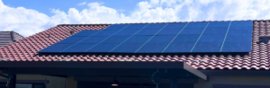 Residential home in Phoenix area with rooftop solar panels under SRP utility service