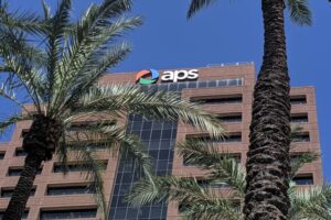 Arizona Public Service (APS) utility facility building supporting grid operations and wildfire-related power shutoff coordination in Northern Arizona.
